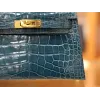 ミニケリー 光沢アリゲーター W0/ Vert Bosphore ヴェールボスフォール ゴールド金具