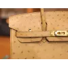 バーキン25 オーストリッチ グリス ゴールド金具