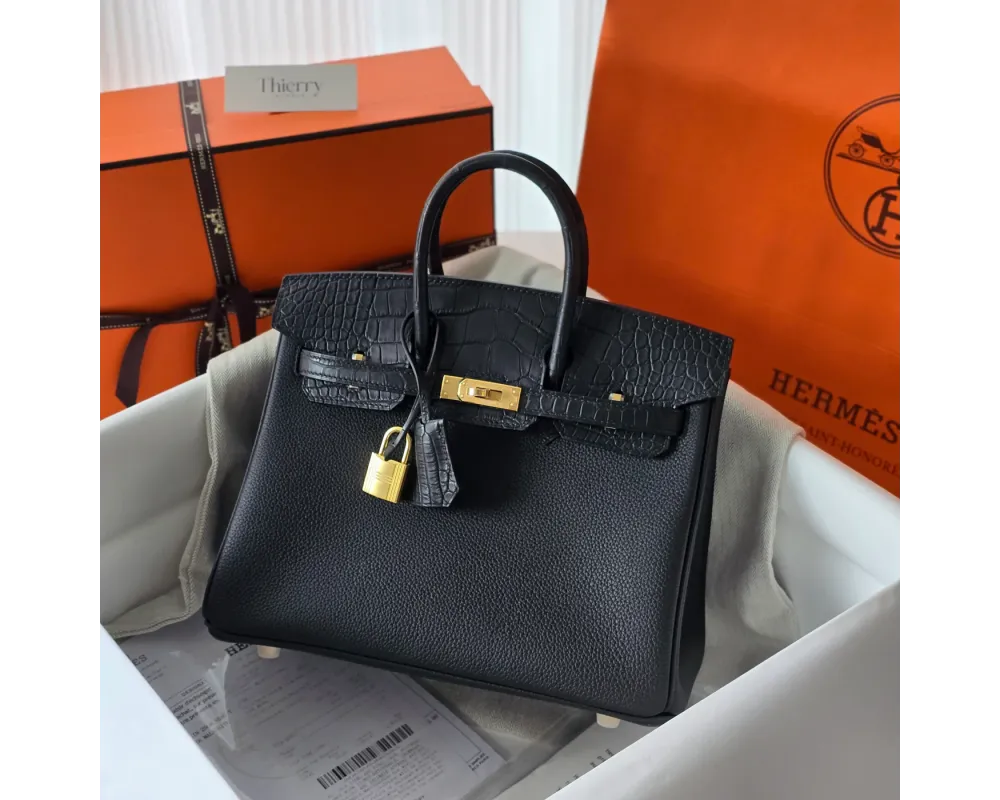 Birkin-045 バーキン 25 タッチ マットBlack ブラック ゴールド金具