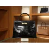 ケリー 28 光沢ニロティカス ブラック ゴールド金具