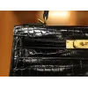 ケリー 28 光沢ニロティカス ブラック ゴールド金具