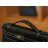 ケリーポシェット エプソム ブラック & グリスペール シルバー金具