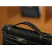ケリーポシェット エプソム ブラック & グリスペール シルバー金具