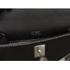 ケリーポシェット エプソム ブラック & グリスペール シルバー金具