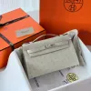 ケリーポシェット オーストリッチ パールグレー シルバー金具