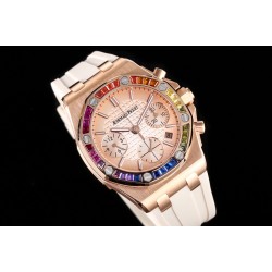 人気モデルAP（オーデマ ピゲ） Audemars Piguet」37mm ロイヤルオーク オフショア クロノグラフ AP5 セレブ愛用レインボーベゼル 限定モデル   レインボーAPの頂点！他とは一味違う輝き 