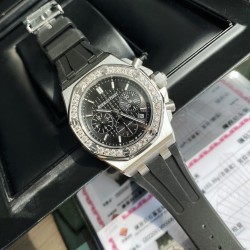 強化された視覚的インパクトデザイン 904L高級ステンレススチール  32石（2.0ct） 最新作 オーデマ ピゲ ロイヤルオーク オフショア レディース クォーツクロノグラフ*視覚的インパクトデザイン レディースモデル！直径37mm
