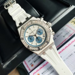 904L高級ステンレススチール  32石（2.0ct） 最新作 オーデマ ピゲ ロイヤルオーク オフショア レディース クォーツクロノグラフ*視覚的インパクトデザイン レディースモデル！直径37mm