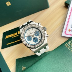 904L高級ステンレススチール  32石（2.0ct） 最新作 オーデマ ピゲ ロイヤルオーク オフショア レディース クォーツクロノグラフ*視覚的インパクトデザイン レディースモデル！直径37mm