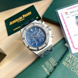 904L高級ステンレススチール  32石（2.0ct） 最新作 オーデマ ピゲ ロイヤルオーク オフショア レディース クォーツクロノグラフ*視覚的インパクトデザイン レディースモデル！直径37mm