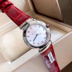 ブルガリ 純白の天然大理石文字盤に施された至高の技 30mm /12石 1.3ct VVSクラス フルカットダイヤモンド時標  大理石の天然紋理を活かした立体加工  文字盤とダイヤモンドの光の共鳴  スイス製純正ムーブメント搭載 サファイアクリスタルガラス