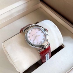 ブルガリ 純白の天然大理石文字盤に施された至高の技 30mm /12石 1.3ct VVSクラス フルカットダイヤモンド時標  大理石の天然紋理を活かした立体加工  文字盤とダイヤモンドの光の共鳴  スイス製純正ムーブメント搭載 サファイアクリスタルガラス