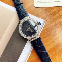 ブルガリBVLGARI 腕時計 LVCEAシリーズ 自動巻き機械式時計 自動巻き機械式（2892ベース）精緻な彫刻仕上げ直径33mm   66個のラウンドブリリアントカットダイヤモンドをセット  ブルーアベンチュリン（砂金石）採用ホワイト18Kゴールド製       
