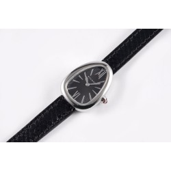 ブルガリ Serpentiシリーズ レディース腕時計 クォーツ（Calibre B033）直径27mm エナメル（琺瑯）ブラック ホワイトパールムター（白真珠母貝） 27mm・ステンレススチール（精鋼）製 