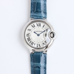 UC独占モデル カルティエ バロン・ブルー 新作登場 CARTIER Ballon Bleu KD2 高級赤ワニ革ベルトプレゼント 36mm アメリカアリゲーター革 熟練職人による完全ハンドメイド製 5層構造サファイアクリスタルガラス フルート加工リュウズ+天然スピネル 宝石 焼入れ青鋼針 CNC精密彫刻文字盤（ディテール完璧） SJシリーズが贈るユニセックスウォッチの傑作