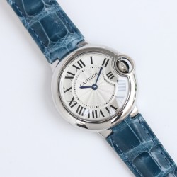 UC独占モデル カルティエ バロン・ブルー 新作登場 CARTIER Ballon Bleu KD2 高級赤ワニ革ベルトプレゼント 36mm アメリカアリゲーター革 熟練職人による完全ハンドメイド製 5層構造サファイアクリスタルガラス フルート加工リュウズ+天然スピネル 宝石 焼入れ青鋼針 CNC精密彫刻文字盤（ディテール完璧） SJシリーズが贈るユニセックスウォッチの傑作