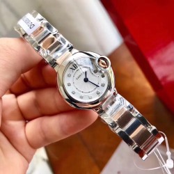 カルティア「バロンブルー」18Kゴールド＆天然ダイヤモデ 11個の**VSクラス天然ダイヤモンド（1.2ct）18K厚メッキ 28mm 女性に最適なコンパクトサイズ 婚約記念に本物のダイヤ時計を ビジネスギフトで相手を圧倒したい「自分へのご褒美に特別な一品を」