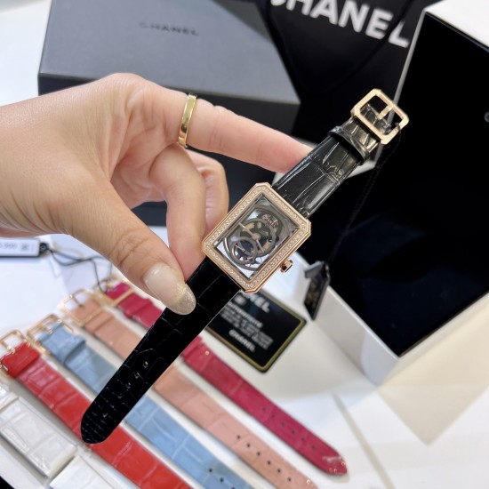 シャネル Chanel Boy·Friend Squelette シャネル ボイ・フレンド スケルトン 限定モデル［ダイヤモンド1480石］2024年 春の新作限定シリーズ*世界限定生産*スイス特注スケルトン手巻き機芯 3D立体切削サファイア 天然ブラックオニキス・カボション 北米産クロコダイルレザー（特許柔軟加工）1480ダイヤフルセッティング  