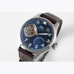 IWC リトルプリンス パイロットウォッチ 最新作 IW590302*パーペチュアルトゥールビヨン搭載！独自開発 94850ムーブメント* - 80時間パワーリザーブ  パーペチュアルトゥールビヨン機構 1時位置ムーンフェイズ表示 ，パワーリザーブ表示  - 直径46.2mm × 厚さ13.5mm  - 正面/背面/側面のカーブ形状   - サテン仕上げ加工 