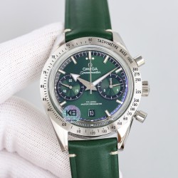 オメガ OMEGA  スーパークロックシリーズのスプリットタイマーメカニカルメンズウォッチ。cal.9300オートマチックムーブメント、ツインT防振ブラックバランスウィール、ドーム型ガラスの鏡面、輸入牛革バンド、超強力の夜光機能、超強力の防水性能。ケース径は42mmで、ムーブメントは全く欠点がなく、完璧と言える。