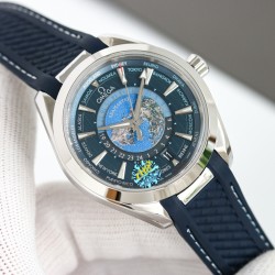 オメガ OMEGA [サイズ]：43mmサファイアクリスタルガラス、Air二層無色コーティング [Airコーティングにより、ガラス板がより透明になり、強い光の下でも時刻を読み取ることができます] 316L精鋼の時計ケースで、すべての細部に対してCNC加工を行います。精鋼で研磨された指針は、非常に強い効果を持っています。研磨された面はより滑らかです [ダイヤル]すべての模様は一体成型で、立体感を十分に表現しています。複数層のダイヤルを重ね合わせて固定しており、ダイヤル中央の北半球の世界時はエナメル工芸で焼成