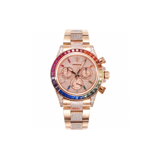 レインボーの頂上を飛び越える---ロレックス ROLEX レインボービーズのデイトナ プラチナメントの目、Cal.7750メカニカルクロノグラフ「二代目レインボーデイトナ」のケースとバンドは316Lステンレス鋼を使用しています。時計ケースのすべての細部は、さらに人工的な工程で磨き上げ、研磨され、検査されており、仕上がりは非常に精巧です。ビーズの角度と宝石の大きさ、数、色はレインボーのようにグラデーションしています。ガラスにはサファイアガラスを使用しており、透き通った鏡面効果があります。ムーブメントには77 レインボーの頂上を飛び越える---ロレックス ROLEX レインボービーズのデイトナ プラチナメントの目、Cal.7750メカニカルクロノグラフ「二代目レインボーデイトナ」のケースとバンドは316Lステンレス鋼を使用しています。時計ケースのすべての細部は、さらに人工的な工程で磨き上げ、研磨され、検査されており、仕上がりは非常に精巧です。ビーズの角度と宝石の大きさ、数、色はレインボーのようにグラデーションしています。ガラスにはサファイアガラスを使用しており、透き通った鏡面効果があります。ムーブメントには77