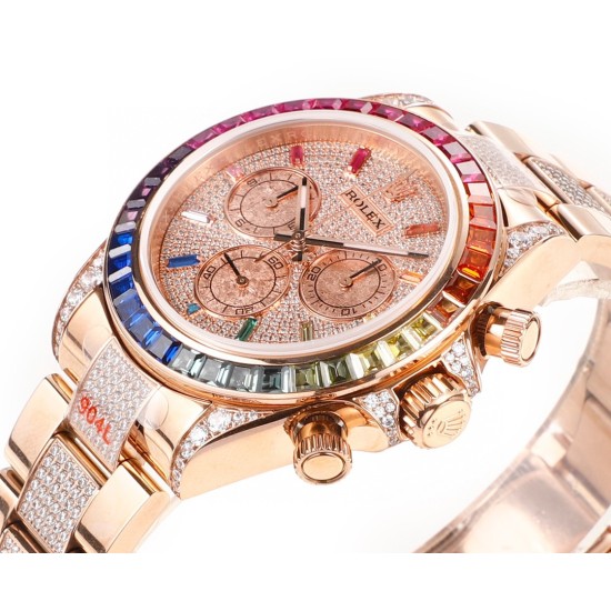 レインボーの頂上を飛び越える---ロレックス ROLEX レインボービーズのデイトナ プラチナメントの目、Cal.7750メカニカルクロノグラフ「二代目レインボーデイトナ」のケースとバンドは316Lステンレス鋼を使用しています。時計ケースのすべての細部は、さらに人工的な工程で磨き上げ、研磨され、検査されており、仕上がりは非常に精巧です。ビーズの角度と宝石の大きさ、数、色はレインボーのようにグラデーションしています。ガラスにはサファイアガラスを使用しており、透き通った鏡面効果があります。ムーブメントには77 レインボーの頂上を飛び越える---ロレックス ROLEX レインボービーズのデイトナ プラチナメントの目、Cal.7750メカニカルクロノグラフ「二代目レインボーデイトナ」のケースとバンドは316Lステンレス鋼を使用しています。時計ケースのすべての細部は、さらに人工的な工程で磨き上げ、研磨され、検査されており、仕上がりは非常に精巧です。ビーズの角度と宝石の大きさ、数、色はレインボーのようにグラデーションしています。ガラスにはサファイアガラスを使用しており、透き通った鏡面効果があります。ムーブメントには77