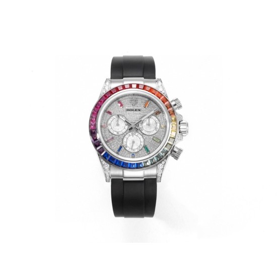 レインボーの頂上を飛び越える---ロレックス ROLEX レインボービーズのデイトナ プラチナメントの目、Cal.7750メカニカルクロノグラフ「二代目レインボーデイトナ」のケースとバンドは316Lステンレス鋼を使用しています。時計ケースのすべての細部は、さらに人工的な工程で磨き上げ、研磨され、検査されており、仕上がりは非常に精巧です。ビーズの角度と宝石の大きさ、数、色はレインボーのようにグラデーションしています。ガラスにはサファイアガラスを使用しており、透き通った鏡面効果があります。ムーブメントには77 レインボーの頂上を飛び越える---ロレックス ROLEX レインボービーズのデイトナ プラチナメントの目、Cal.7750メカニカルクロノグラフ「二代目レインボーデイトナ」のケースとバンドは316Lステンレス鋼を使用しています。時計ケースのすべての細部は、さらに人工的な工程で磨き上げ、研磨され、検査されており、仕上がりは非常に精巧です。ビーズの角度と宝石の大きさ、数、色はレインボーのようにグラデーションしています。ガラスにはサファイアガラスを使用しており、透き通った鏡面効果があります。ムーブメントには77