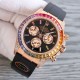 レインボーの頂上を飛び越える---ロレックス ROLEX レインボービーズのデイトナ プラチナメントの目、Cal.7750メカニカルクロノグラフ「二代目レインボーデイトナ」のケースとバンドは316Lステンレス鋼を使用しています。時計ケースのすべての細部は、さらに人工的な工程で磨き上げ、研磨され、検査されており、仕上がりは非常に精巧です。ビーズの角度と宝石の大きさ、数、色はレインボーのようにグラデーションしています。ガラスにはサファイアガラスを使用しており、透き通った鏡面効果があります。ムーブメントには77 レインボーの頂上を飛び越える---ロレックス ROLEX レインボービーズのデイトナ プラチナメントの目、Cal.7750メカニカルクロノグラフ「二代目レインボーデイトナ」のケースとバンドは316Lステンレス鋼を使用しています。時計ケースのすべての細部は、さらに人工的な工程で磨き上げ、研磨され、検査されており、仕上がりは非常に精巧です。ビーズの角度と宝石の大きさ、数、色はレインボーのようにグラデーションしています。ガラスにはサファイアガラスを使用しており、透き通った鏡面効果があります。ムーブメントには77