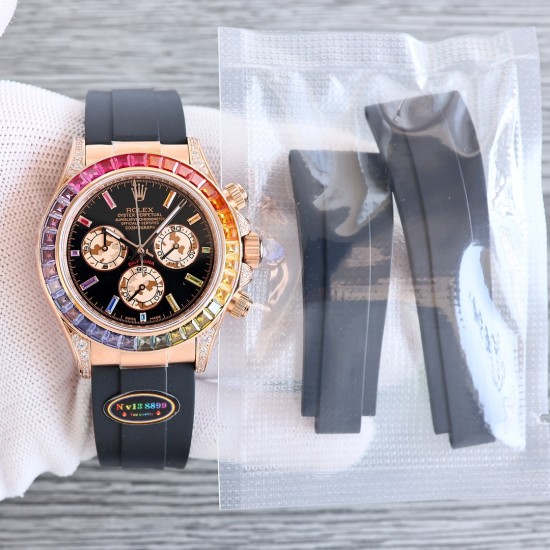 レインボーの頂上を飛び越える---ロレックス ROLEX レインボービーズのデイトナ プラチナメントの目、Cal.7750メカニカルクロノグラフ「二代目レインボーデイトナ」のケースとバンドは316Lステンレス鋼を使用しています。時計ケースのすべての細部は、さらに人工的な工程で磨き上げ、研磨され、検査されており、仕上がりは非常に精巧です。ビーズの角度と宝石の大きさ、数、色はレインボーのようにグラデーションしています。ガラスにはサファイアガラスを使用しており、透き通った鏡面効果があります。ムーブメントには77 レインボーの頂上を飛び越える---ロレックス ROLEX レインボービーズのデイトナ プラチナメントの目、Cal.7750メカニカルクロノグラフ「二代目レインボーデイトナ」のケースとバンドは316Lステンレス鋼を使用しています。時計ケースのすべての細部は、さらに人工的な工程で磨き上げ、研磨され、検査されており、仕上がりは非常に精巧です。ビーズの角度と宝石の大きさ、数、色はレインボーのようにグラデーションしています。ガラスにはサファイアガラスを使用しており、透き通った鏡面効果があります。ムーブメントには77